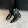 Primer encuentro: elegantes y geniales, versátil uso de dos maneras, hebilla de cinturón retro desmontable, botas largas de pierna recta para mujer, estilo de bota minimalista