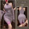 Churui Sexy Nuevo Estilo Chino Botón Cuello de Encaje Cheongsam Deseo Puro Chica Picante Púrpura Lencería de Cuello Femenina 6803