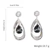 Aretes de Tachuela Redondos con Diamantes Incrustados y Colgante de Gota de Agua Plateada Moda Elegante Versátil Joyería de Lujo Ligero Accesorios de Aretes de Alta Gama para Mujeres Venta al por Mayor