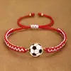 Acessório de mão popular transfronteiriço, pulseira trançada de futebol em liga com estilo esportivo personalizado, pulseira ajustável da Copa do Mundo para homens e mulheres