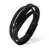 Pulseira de Pedra Olho de Tigre Europeia e Americana Transfronteiriça Mais Vendida Pulseira de Couro com Corda Multicamadas Pulseira de Pedra Fivela Magnética Pulseira Antiestática