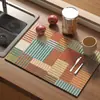 Patrón a cuadros vintage forma irregular tierra de diatomeas absorbente cuero encimera de cocina posavasos de café escritorio resistente al calor mantel individual