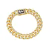 Pulsera de aleación de diamantes cubanos con hebilla de resorte de 13 mm, estilo hip hop, popular en Europa y América, joyería de discoteca de moda.