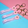 Chaveiro de PVC com cola macia e desenho animado em cores de doces, acessórios de anel de corda de couro, faça você mesmo, material feito à mão, laço de letras