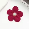 Nuevo Lámpara de perlas núcleo de terciopelo flor rayada accesorios para la cabeza de niños accesorios de broche de flores DIY accesorios para ropa bolso