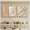 Fondo de Pared de Sofá de Sala de Estar Pintura Decorativa de Tres Piezas Estilo Moderno Simple Crema Mural Abstracto Fresco Simple Elegante Pintura de Pared