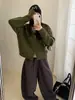 Jaqueta de tricô com zíper, capuz e listras color-block estilo coreano, novo suéter casual versátil para outono e inverno para mulheres