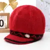 Gorro de tricô de inverno para mulheres de meia-idade e idosas, chapéu de lã quente com forro de fleece, chapéu de algodão espesso para vovó, protege as orelhas e resistente ao frio