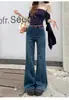 Jeans de Tiro Alto Microbocana para Mujer Tallas Grandes Pantalones Largos de Pierna Ancha Chicas Altas Sueltos Adelgazantes Pantalones de Herradura Que No se Pegan a las Piernas Pantalones de Boca Ancha