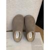 Sapatos Birkenthal com Forro de Lã Plataforma Meia Pantufa Feminina Sapatos 2024 Outono e Inverno Sapatos de Algodão Maomao Sapatos Birkenthal