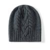 Gorro de cachemira para mujer, grueso, informal, trenzado, vintage, para la cabeza, gorro de punto de color sólido cálido, gorro de lana