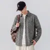 Camisa masculina xadrez britânico retrô americana de alta qualidade, novo estilo primavera e outono, simples, solta, casual, moderna, versátil