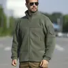 Cardigan Tático Masculino de Lã Polar Flamejante Sem Capuz para Uso Externo no Inverno, Jaqueta Quente com Forro Interno Espessado para Proteção Contra o Frio