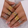 Miduoduo Estilo Ins Lujo Accesible Diseño Geométrico Elegante Línea Cruzada Anillo Multicapa Acero Inoxidable Anillo Abierto