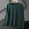 Moda Masculina Primavera e Outono 2026 Versátil Gola Redonda Camiseta Básica Cor Sólida Camiseta Uso Individual Básico Manga Longa Top Masculino