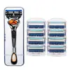 Rasuradora manual de cinco hojas, estilo vintage, calidad alemana, rasuradora giratoria de 5 hojas para un afeitado ultra limpio para hombres