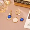 Pendientes Retro Azules Franceses de Concha Natural, Gama Alta, Personalizados, Pendientes de Moda y Sencillos, una Hebilla de Oreja Multiusos para Mujer