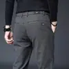 Calças Casuais Masculinas Outono/Inverno 2026 Calças Retas de Negócios de Alta Qualidade Slim Fit Elásticas Calças de Lã Escovada Calças Casuais