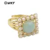 MPR077 anillo de fiesta para mujer, clásico, de color, con incrustaciones de amatista, malaquita, perla artificial, joyería