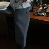 Falda Recta de Lana de Moda para Mujer, Estilo Minimalista, Falda Midi Retro Adelgazante, Falda de Línea A Pequeña