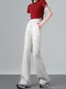 Pantalones acampanados grises para mujer, nuevos pantalones deportivos casuales de cintura alta para primavera-verano, pantalones de campana holgados estilo americano para estilizar