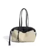 Bolso Boston de Algodón y Lino Patchwork 2026, Bolso Cruzado Simple Nuevo, Gran Capacidad, Nicho, Bolso de Hombro Casual para el Trabajo