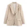 Colección Otoño 2026: Moda Urbana Transfronteriza Europea y Americana para Mujer Blazer de Mezcla de Lino de un Botón w025 12790