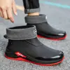 Botas de Lluvia Cortas para Hombre, Antideslizantes, Impermeables, Botas de Lluvia de Moda, Forradas de Felpa, Zapatos de Goma Cálidos, Zapatos de Trabajo para Agua de Caña Corta para Pesca, Cubrezapatos