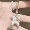 Colar Longo de Corrente com Pingente de Flor de Cavalo da Sorte para Mulheres, Acessório de Pingente de Flor Vazada Fofo e Delicado