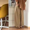 Pantalones Caqui Estilo Coreano Estilo Perezoso Pantalones de Pierna Ancha Fluidos para Mujer Pantalones Casuales para Bajitas Forma de Pera Pantalones de Pierna Recta Primavera
