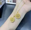 Pingente Bússola Flor de Lótus Ouro 18K Au750 Novo Estilo Chinês Mantra de Seis Palavras Pingente de Ouro Cravejado com Diamante Venda por Atacado da Fábrica Shuibei