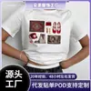 [Transfronterizo 220g] Camiseta Casual de Verano para Mujer, Simple e Interesante, Estampada, Estilo Y2K Multifuncional del Sudeste Asiático