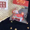 Chaveiro Criativo de Pônei de Pelúcia Moderno Estilo Chinês, Acessório Broche de Boneca de Pelúcia da Sorte, Acessório de Presente de Ano Novo