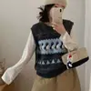 Suéter de punto retro de pingüino estilo coreano, chaleco de punto jacquard para mujer, adelgazante, suave y acogedor, chaleco de punto sin mangas para capas para mujer