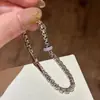 Pulseira de Corrente Estilo Minimalista Tendência com Diamantes Brilhantes, Acessório Versátil para Dropshipping