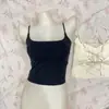 Camisola sin mangas de seda helada en forma de U para mujer, estilo delgado con copas, para llevar por dentro o por fuera, dulce picante cómoda, sin espalda. Foto real