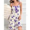 2024 Novo Cruzamento de Fronteira Feminino Estampado Alça Roupas de Casa Vestido de Noite Casual Feminino Vestido Sexy Alça no Peito