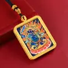 Collar con Colgante Thangka de Xizang Semi-Pintado a Mano y Pintado en Oro de las Ocho Deidades Guardianas y los Doce Animales del Zodiaco