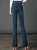 Pantalones acampanados de cintura alta 7093 para mujer, nuevos para otoño e invierno, pantalones para mujer de mediana edad, jeans acampanados adelgazantes, gruesos