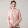 Nuevo Estilo Otoño/Invierno 2026 Cardigan de Cachemir Engrosado de Cuello Redondo Falso de Dos Piezas para Mujer Suéter de Punto Versátil para Mujer