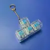 Botón de prueba de descompresión totalmente transparente para PC transfronterizo, teclado mecánico con botón parpadeante para aliviar el estrés, llavero