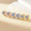Nuevos Pendientes de Imitación de Moissanita de un Quilate de Moda para Mujer, Redondos y Súper Brillantes, Clips para Orejas de Celebridad de Internet