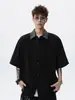 Camisa de Linho de Manga Curta Retrô da Moda de Verão para Homens, Estilo Old Money, Jaqueta Camisa Texturizada, Top Colarinho para Casais da High Street