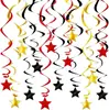 Ornamento Espiral de Estrela Pentagonal Dourado Prateado para Pendurar Decoração Giratória com Tira de Flor para Aniversário Infantil Casamento Festa