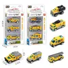 Coches de Juguete Transfronterizos para Niños, Coches de Carreras Deslizables de Aleación, Modelos de Simulación de Coches Pequeños, Vehículos de Ingeniería, Coches de Policía, Camiones de Bomberos Set