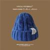Gorro de Lana Trenzado Grueso con Parches de Punto Trenzado para Mujer con Circunferencia de Cabeza Grande, Color Caramelo de Invierno, Adelgazante de Rostro, Protector de Orejas, Gorro Redondo de Moda