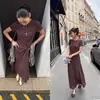 Recomendación PrincipalYuran 26 Nuevo Estilo Otoño Temprano Vestido de Algodón de Fibra Larga Acanalado Elástico con Amoníaco Líquido y Mangas de Volantes Pequeños