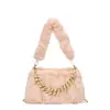 Bolso de Felpa para Commuter de Otoño e Invierno para Mujer, Bolso Cruzado de Cadena de Perlas a la Moda, Bolso de Hombro Versátil, Bolso de Axila, Bolso Peludo Plegado