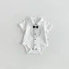 Verano Nuevo Estilo Bebé Niño de Un Año Ropa Formal Verano Niño Pequeño Cumpleaños Camisa para Niños Mameluco Mono Traje de Gateo para Niños