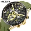 Reloj de pulsera MEGIR para hombre, nuevo, con correa de silicona, multifuncional, creativo, de moda, deportivo, venta al por mayor